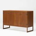 Borge mogensen p lauritsen  sons bifold door cabinet denmark 1950s teak oak brass unmarked 35 12 x 54 14 x 19 12