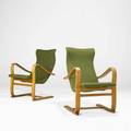 Gustav axel berg pair of torparen armchairs sweden 1940s bent birch wool unmarked 36 x 23 12 x 31