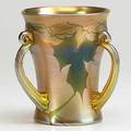 Tiffany studios gold favrile glass loving cup with leafy vine new york lc tiffany favrile 3637d 6 x 6