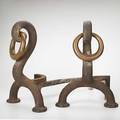 Andirons pair of copper andirons unmarked 29 x 15 x 24