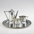 Joseph mayer and bros fourpiece coffee set usa ca 1910 sterling silver ivory stamped with makers mark sterling 3057 coffee pot 6 14 x 5 34 x 2 tray 12 x 9 14