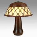 Gustav stickley table lamp eastwood ny ca 1910 hammered copper wicker silk three sockets als ik kan stamp overall 21 12 x 18