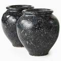 Galloway attr pair of earthenware garden urns in mottled black glaze usa 1920s no visible marks each 18 x 16