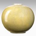Adelaide robineau spherical porcelain vase yellow crackle glaze syracuse ny 1914 excised medallion and date 4 12 x 5