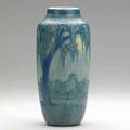 Anna frances simpson newcomb college scenic vase with live oak spanish moss full moon new orleans 1919 ncafsjm25qjz40 8 14 x 3 12
