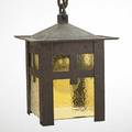 Gustav stickley hanging lantern eastwood ny ca 1910 hammered copper hammered amber glass provenance property of a private collector delaware unmarked lantern 9 x 7 sq overall 20