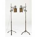 J barton benson pair of adjustable floor lamps philadelphia 1930s wrought iron mica single sockets provenance property of a private delaware collector stamped j barton benson wyncote pa
