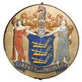 Pierre eugene du simitiere herman karl mueller massive tile medallion liberty and prosperity new jersey state seal trenton ca 1915 unsigned 28 dia x 1 12