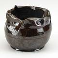 George ohr crumpled bowl in chocolate glaze biloxi ms 1900s stamped g e ohr biloxi miss 3 14 x 4