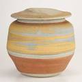 Karen karnes large glazed stoneware covered vessel vermont provenance sothebys new york auction 7617 lot 70 chop mark kk 14 12 x 14 12