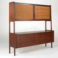 Hans wegner ry mobler cabinet denmark 1957 teak rattan and beech branded 71 x 71 x 20 12