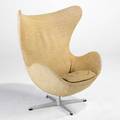 Arne jacobsen fritz hansen egg chair denmark 1960s wool and polished aluminum unmarked 42 x 34 12 x 32