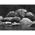 John sexton black  white photograph frost covered boulders 1980 signed 9 58 x 13 image