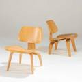 Charles  ray eames herman miller pair of ash lounge chairs lcw usa 1990s metal labels each