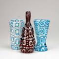 After ercole barovier three contemporary art glass vases in the dorico style all unmarked largest 12 12