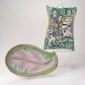 Guido gambone fantoni glazed ceramic platter ceramic plaque with figures italy mid 20th c platter 17 x 10