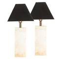 Italian marble table lamps pair with black linen shades sg paper label 37 x 16 x 22 12