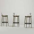 Italian modern three bar stools 1950s brass painted metal vinyl unmarked 37 12 x 19 12