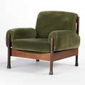 Style of giafranco frattini lounge chair italy 1960s velvet and rosewood unmarked 31 x 33 x 33