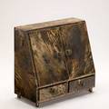 Aldo tura desk caddy italy 1960s goatskin oak mahogany and brass paper label 11 x 11 34 x 6