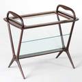 Cesar lacca magazine stand italy 1950s italian walnut glass and brass unmarked 21 x 33 14 x 14 12