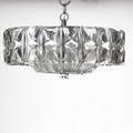 Chandelier faceted glass panels and chromed metal 9 x 17 dia