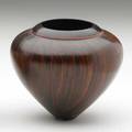 Bud latven vessel usa 1986 maple burl and bloodwood signed and dated 3 34 x 4 14