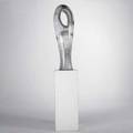 Contemporary sculpture on pedestal glazed ceramic on laminate pedestal overall 83 x 15 sq