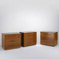 Th robsjohn gibbings widdicomb three threedrawer dressers usa 1950s walnut and nickeled remnants of labels 30 12 x 34 x 22