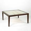 Interior crafts coffee table usa 1980s macassar base with onyx top unmarked 18 x 36 sq