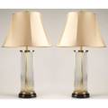 Karl springer attr pair of table lamps brass and glass rods on lacquered base with satin shades overall 32 x 18