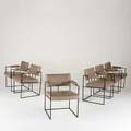 Milo baughman thayer coggin set of six dining chairs usa 1980s leather and enameled metal unmarked each 30 x 23 x 24