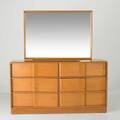 Heywood wakefield double dresser with mirror usa 1940s maple with champagne finish branded 60 x 56 x 19