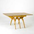 Heywood wakefield wishbone leg dining table usa 1950s maple with champagne finish ink stamped 29 x 59 x 40