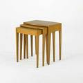 Heywood wakefield set of three nesting tables usa 1950s maple with champagne finish ink stamped 24 x 21 x 15