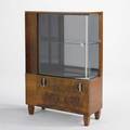 Gilbert rohde herman miller display cabinet usa 1940s burl mahogany brushed steel and glass unmarked 52 12 x 46 x 14