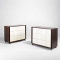 Gilbert rohde herman miller pair of dressers usa 1940s mahogany and leatherette unmarked each 34 12 x 44 12 x 19
