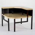 Paul frankl johnson furniture co corner table model 5029324 usa 1940s lacquered cork and mahogany unmarked 28 x 45 diagonal x 40