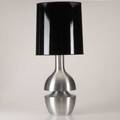 French modern brushed aluminum table lamp with mirrored black paper shade 36 x 15