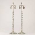Baccarat attr pair of crystal spiral column lamps with faceted bases unmarked each 26 x 6