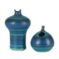 Glidden two pieces vase and appleshaped vessel in indigo and green stamped marks vase 7 12 x 5