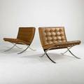 Ludwig mies van der rohe knoll international pair of barcelona lounge chairs germany 1960s stainless steel and leather unmarked 31 x 31 x 29