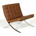 Ludwig mies van der rohe knoll international barcelona lounge chair usa 1980s leather and stainless steel fabric label and decal 30 x 30 x 29 12