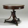 Regency center table mahogany brass and marble 20th c 29 12 x 34 dia