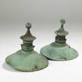Copper lantern caps solid copper with vedigris patina usa 20th c 23 x 22