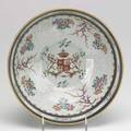 Samson porcelain bowl chinese exportstyle with armorial crest marked with chinese character and made in france 4 14 x 10 dia