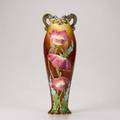 Style of johann von schwarz attr tall cuenca handled vase with poppy decoration marked g2764792 14 12 x 5