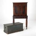 19th c furniture walnut plantation desk together with bluepainted blanket chest ca 1850 desk 59 x 33 x 22 12