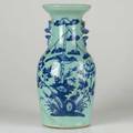 Chinese porcelain blue and white vase decorated with woodland scene 20th c 16 12 x x 7