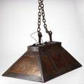 Arts  crafts style contemporary hanging ceiling fixture copper and mica late 20th c shade 12 x 35 12 x 20 12